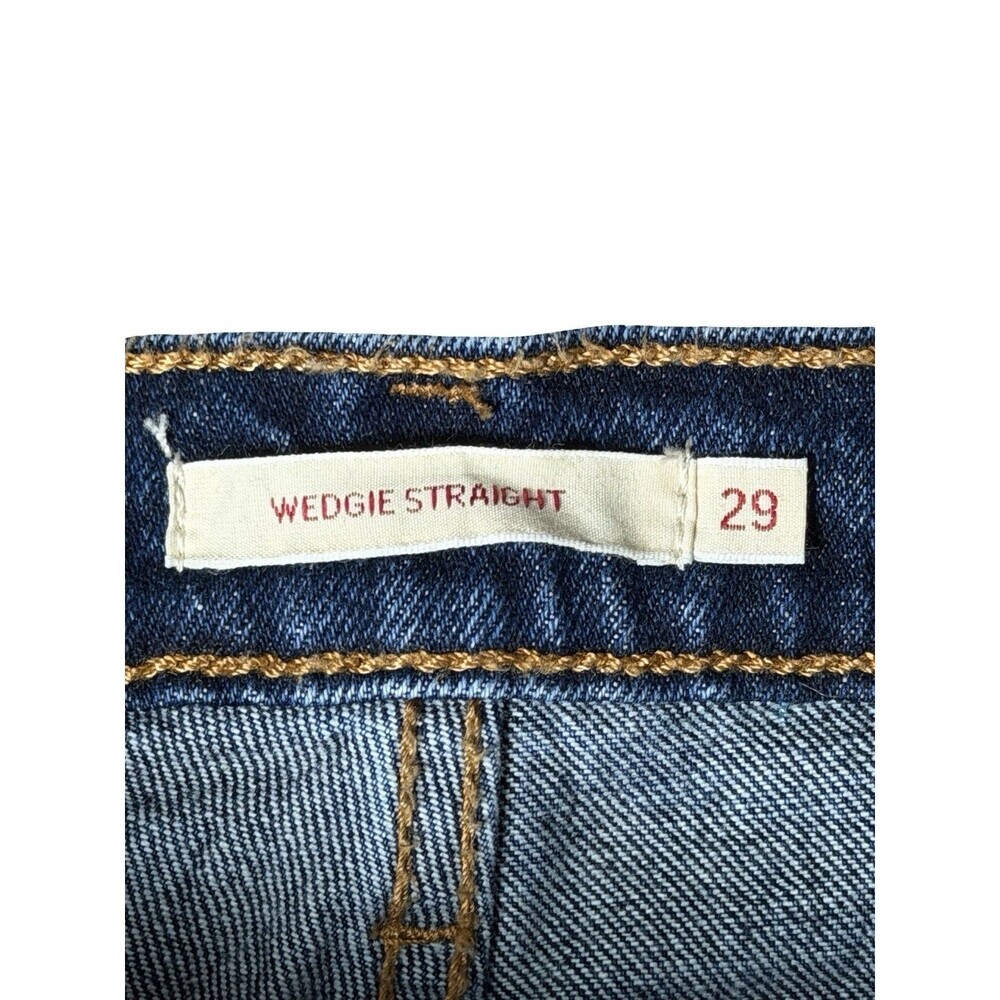 Levi’s Wedgie Straight Jeans Big E Dark Wash Blue Stretch Women’s Size 29 X28 - Picture 4 of 15